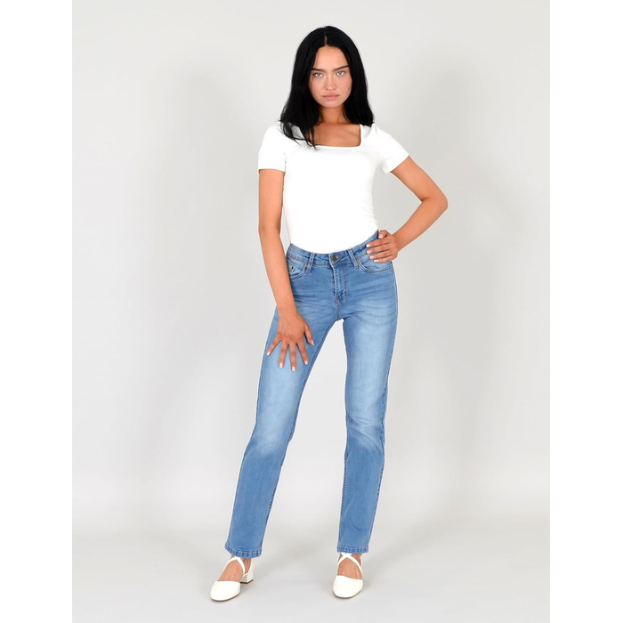 Джинси ESRA жіночі прямі з високою талією, еластичні, модель J735 (розмір 34)