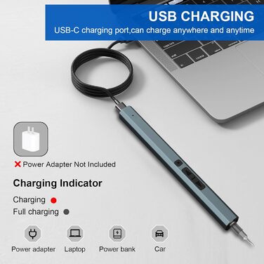 Dinow 30 в 1 Електричний набір викруток, акумуляторний, з LED-підсвічуванням, 2 швидкості, регулювання крутного моменту. Підходить для ремонту ноутбуків, окулярів, годинників, DIY-робіт