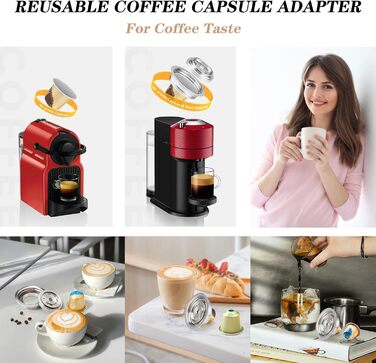FOVNOT Reusable Coffee Capsule Adapter, 150 ML Stainless Steel Coffee Pad Adapter Coffee Pad Converter with 4 Stickers Compatible for Vertuo Next/Vertuo POP/Vertuoline GCA1/Delonghi ENV135