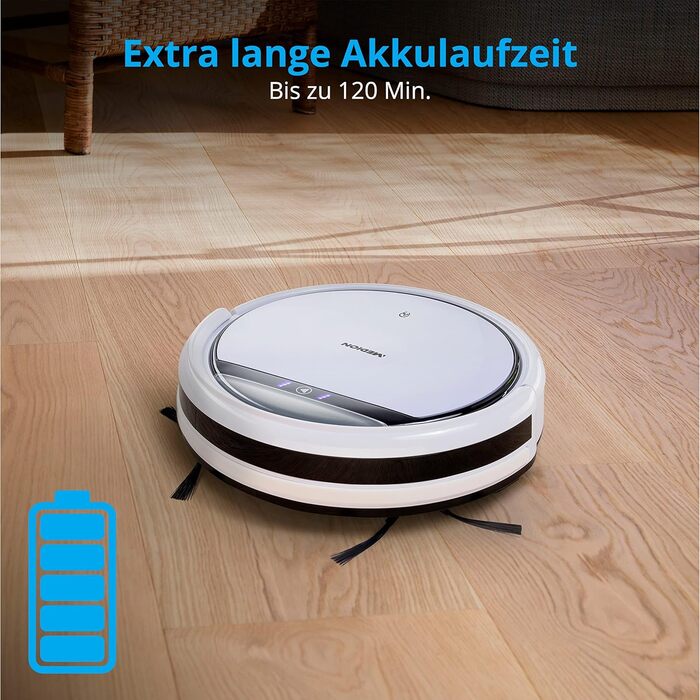 Робот-пилосос MEDION E32 SW з функцією миття підлоги (2в1) | Для твердих поверхонь, видалення шерсті тварин, підходить для алергіків | З пультом дистанційного керування, станція зарядки | Модель 2021 | Час роботи: 120 хв