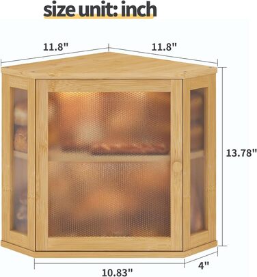 Бак для хліба на кухонну стільницю Eck, контейнер для домашнього хліба, двошаровий, великий бамбуковий контейнер для кухні з вікном (Білий, середній) (Натуральний, середній)