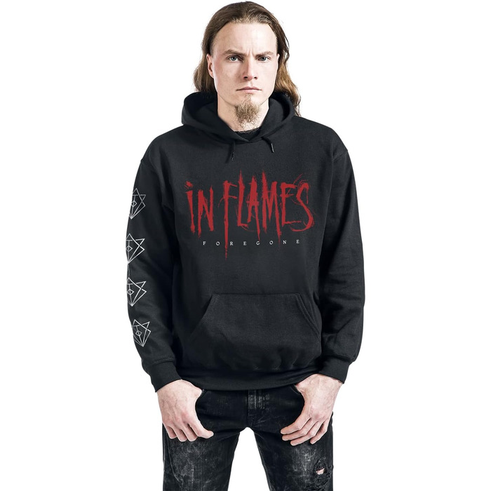 Чоловіча чорна толстовка-худі In Flames з принтом альбому Foregone, офіційний мерч гурту, розмір S