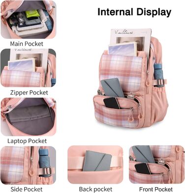 Шкільний рюкзак FANDARE: водонепроникний, з плюшевим брелоком та нашивкою, для хлопців та дівчат, для школи, подорожей та відпочинку. Сірий.