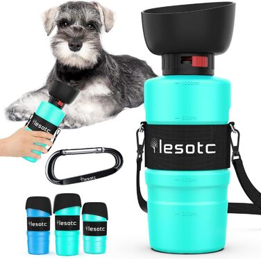 Складана пляшка для води для собак Lesotc, 1000 мл, блакитний колір (для прогулянок, подорожей, кемпінгу)