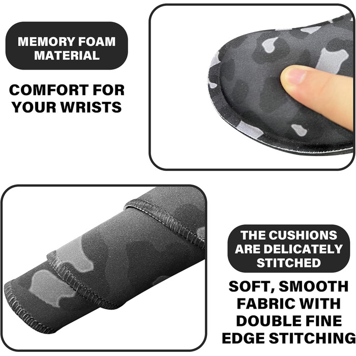 Килимок для миші 80x40 см 3-в-1 з підставкою для зап'ястя та клавіатури, антиковзаюча основа, стильний дизайн для геймерів, дому та офісу (J3-Gepard)