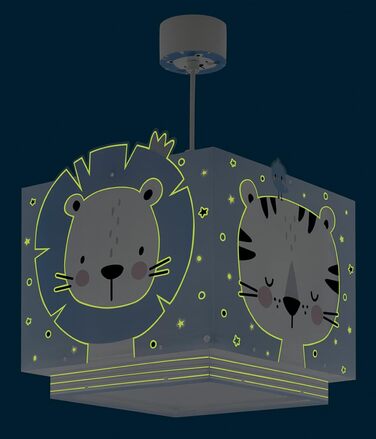 Dalber Kids Lamp Pendant Light Hanging Lamp Baby Jungle Animals Jungle Animals, Plastic, Blue