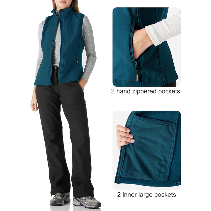 Жіноча софтшеллова жилетка Outdoor Ventures для бігу та спорту: легка, вітронепроникна, з флісовою підкладкою та 4 кишенями (XS, Nebel Blau)