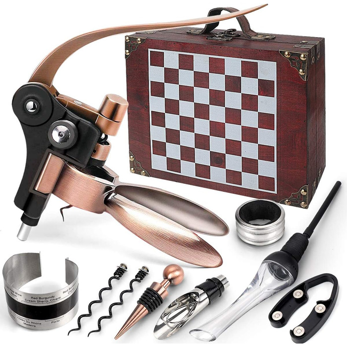 Набір для відкриття вин у дерев'яній коробці, подарунковий, люкс, сомельє, аксесуари для вина