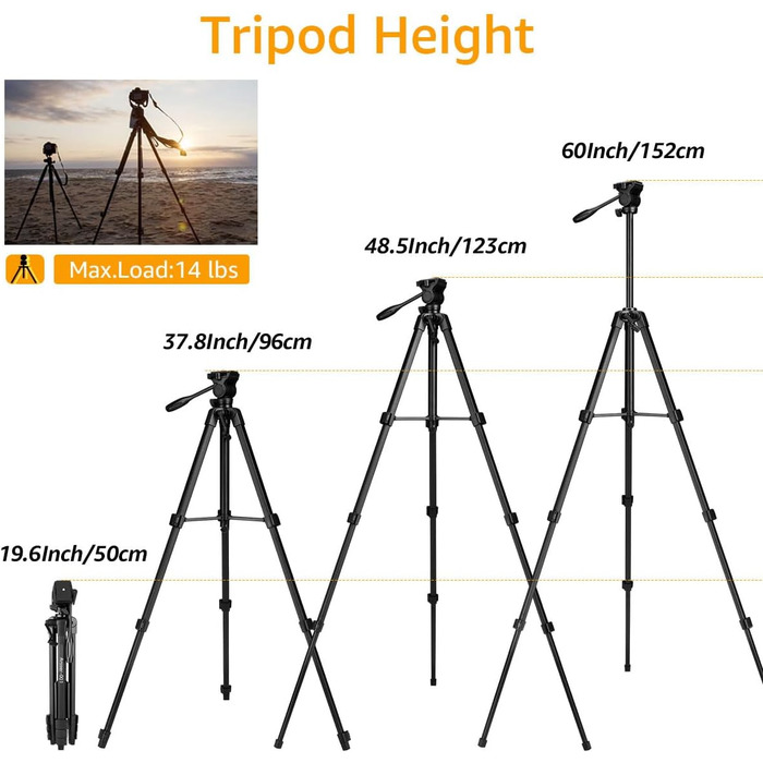 Штатив для камери 175см з Fluid-головкою: для Sony, Nikon, Canon, TikTok, Vlog (алюміній)