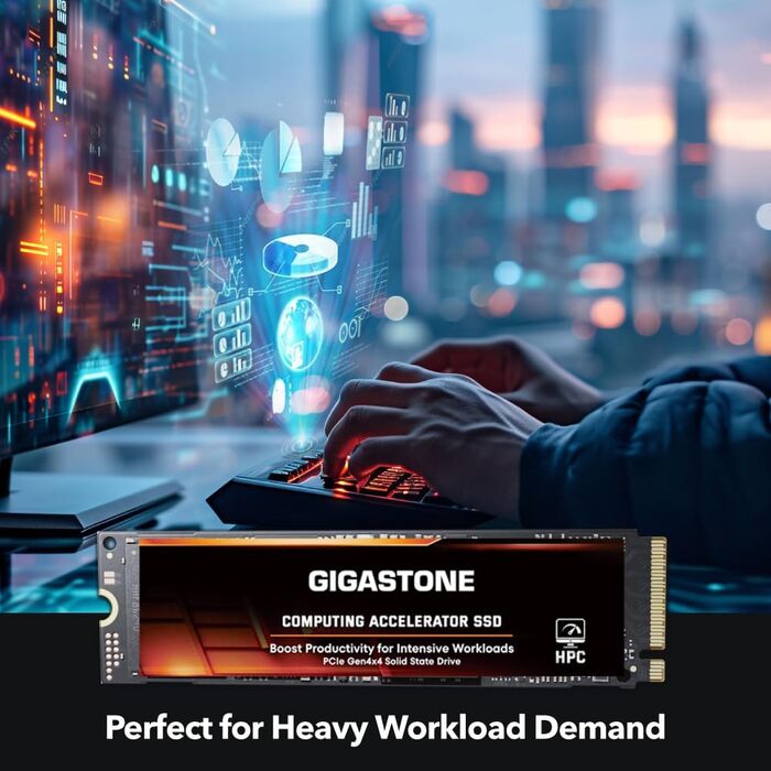 Gigastone M.2 SSD PCIe 4.0 Gen4 2TB (2x1TB) – Внутрішній SSD для ПК, Ноутбука, PS5, ігор, 5000 МБ/с