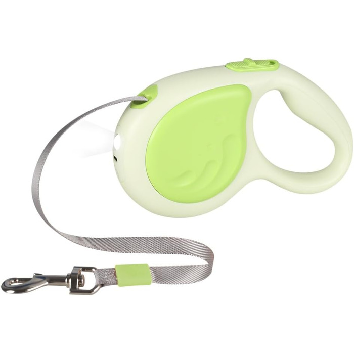 Висувна поводок для собак, 4.8м, міцний рулон з поворотним гачком на 360° та LED-підсвіткою, для собак та котів середніх та малих порід (до 30 кг), колір зелений