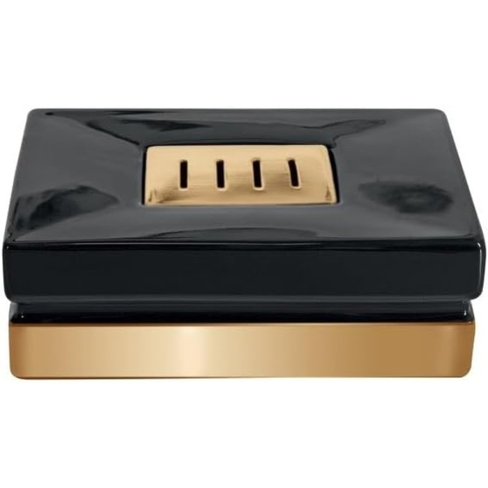 Миска для мила Spirella Roma, кераміка, чорний/золотий, 12x8x4,5 см