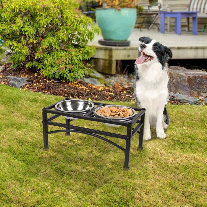 Підвищений миска для собак Funkeen - миска для корму для домашніх тварин з нержавіючої сталі з двома знімними мисками на підставці для годування кормом та водою (підходить для середніх собак, 1 кварта)