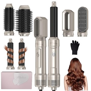 Hairstyler Pro Atopskins 6-в-1: Фен-щітка, локони, об'єм, випрямлення | 1000W