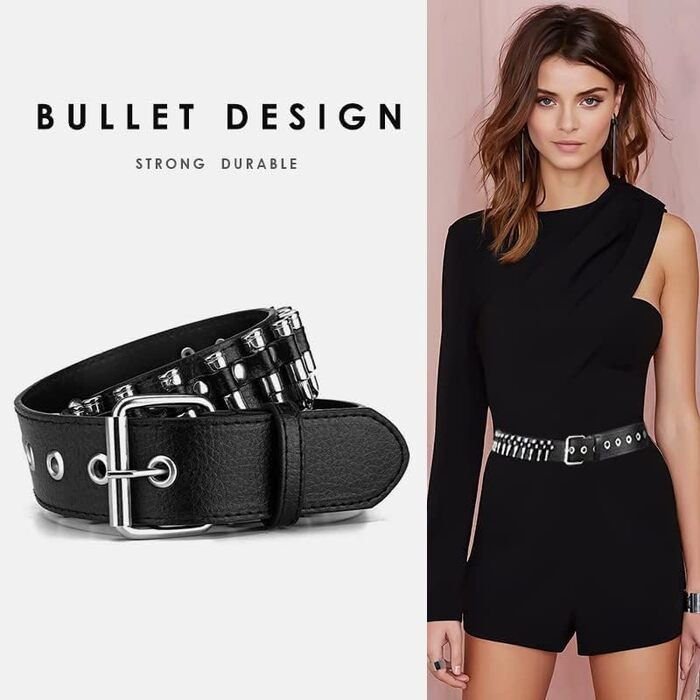 Металевий ремінь з пірсингом у стилі панк-рок для жінок та чоловіків