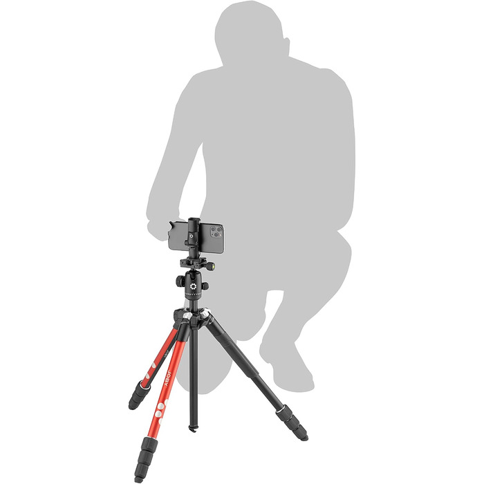 Штатив-трипод JOBY RangePod червоний алюмінієвий для смартфона та камер (DSLR, CSC, бездзеркальних) з кулястою головкою, затискачем та сумкою для влогерів, TikTok та YouTube