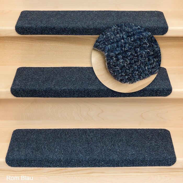 Ramon Rectangular Step Mats by Kettelservice-Metzker - Blue Rubber Stair Treads (No Plastic Corners)