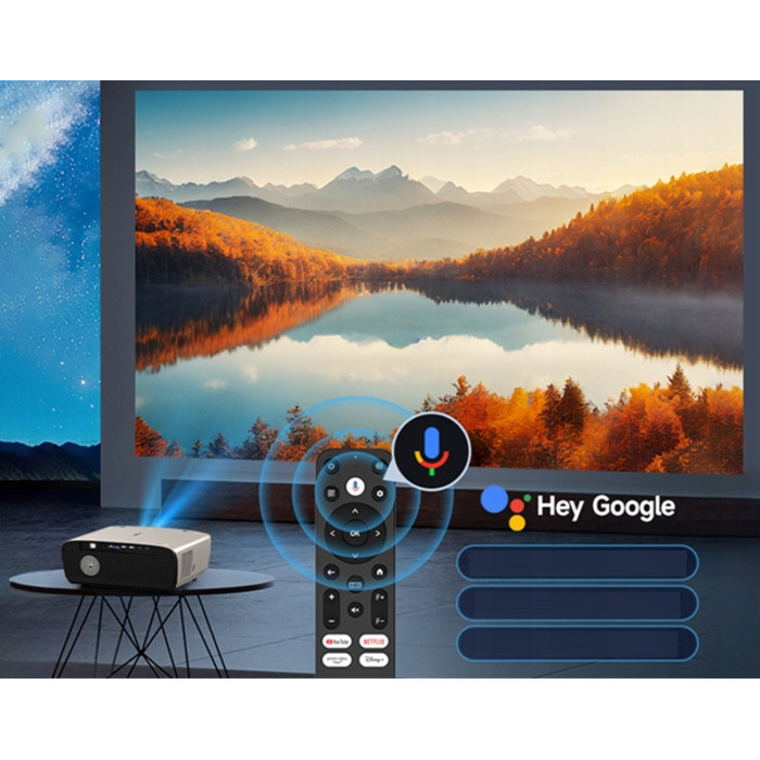 LED-проектор Heelly з Android TV 11 та Google, сірий