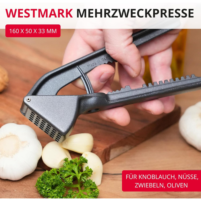 Прес для часнику Westmark Extracta Black Edition – прес для цибулі та імбиру – універсальний прес з міцного алюмінію, антрацит