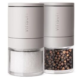Набір з 2 мельниць для солі та перцю Vinsun - керамічний жорно, ручне регулювання, нержавіюча сталь, бежевий