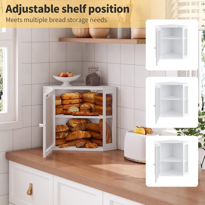 Бамбукова хлебниця для кухонного столу, контейнер для домашнього хліба, двоярусна, велика (білий, середній)