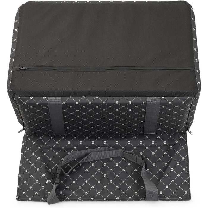 Автомобільний сидіння для собак середніх та великих порід, сірого кольору, розмір M (60x41 см) | Зручне автоліжко для собак, автосидіння на заднє сидіння або пасажирське місце | Матеріал: поліестер (імітація льону)