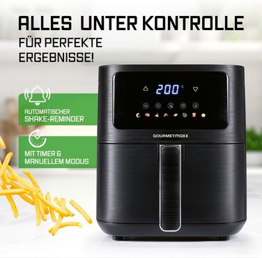 Фритюрниця повітряна Gourmetmaxx AirGenius 9 л з 2 відсіками | 8 програм | Сенсорний дисплей | Для 8 осіб