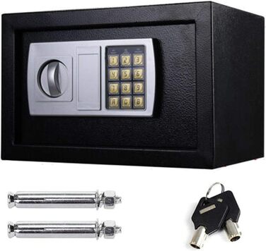 Сейф Tresor з двобічним замком, сталева конструкція, електронний замок та 2 ключі. Підходить для зберігання грошей, ювелірних виробів та цінностей. Об'єм 8.5л, чорний колір
