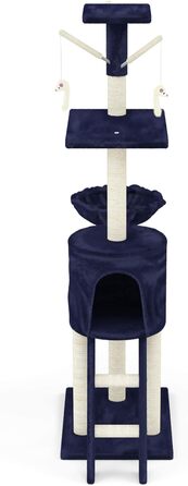 Дерев'яний кігтечка для котів Beltom® Kratzbaum 140 см, блакитний. Ігровий комплекс для котів, кігтеточка, ігровий центр
