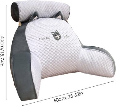 Подушка для спини з підлокітниками для ліжка, подушка для читання, 60x40 см