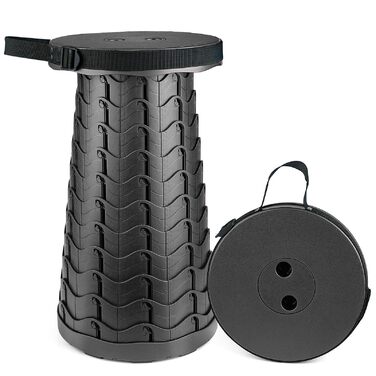 Трапляний розкладний стільчик-телескоп Hesanzol для кемпінгу, риболовлі, відпочинку на природі. Максимальне навантаження: 180 кг, чорний