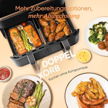 Фритюрниця повітряна COSORI 6.2L з нагадуванням про струшування, 12 функцій, економія енергії 55%, 50 рецептів, легке очищення