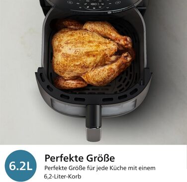 Philips Airfryer 2000 Series – 13 Cooking Functions, 6.2L Capacity, Compact Design with Viewing Window, RapidAir Technology, 90% Less Fat, Easy to Clean (NA230/00) 6.2L - Viewing Window