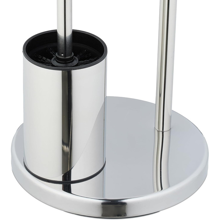 Набір для туалету Relaxdays, нержавіюча сталь, 68 x 22 см, підлоговий тримач для туалетного паперу, щітка для туалету з підставкою, срібний