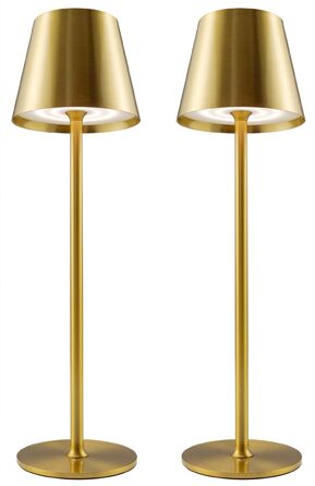 Акумуляторна настільна лампа Vollmetall (2 шт) LED, бездротова, 3 режими світла, сенсорне керування, золота. Лампа на стіл для їдальні, спальні, готелю