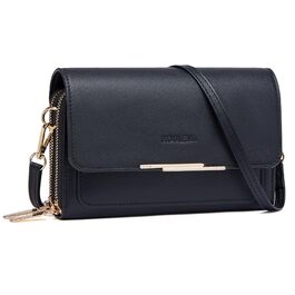 Сумка Roulens Klein через плече для жінок, чорна: невелика крос-боді сумка з екошкіри для паспорта та телефону, регульований ремінець