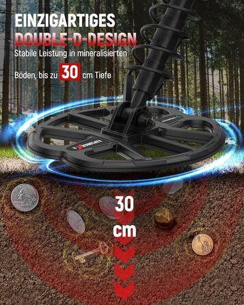 Металошукач KAIWEETS Profi Set: LCD дисплей, водонепроникна котушка, 30см глибина, регулювання чутливості, для дорослих та дітей