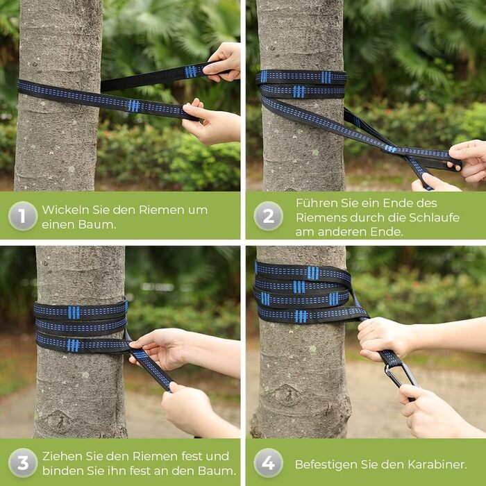 Гамак туристичний Glymnis Ultraleicht Outdoor 300x200 см, зелено-сірий, з мотузками та карабінами, вантажопідйомність 300 кг