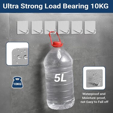 Набір гачків для рушників без свердління 6 шт. з нержавіючої сталі для ванної кімнати та кухні, самоклеючі, до 10 кг, вологостійкі, срібні