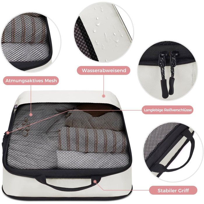 Набір кубиків для пакування багажу BAGLHER - органайзери для подорожей, водонепроникні, бежеві