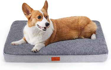 Килимок для собак Caliyo, середнього розміру, 91x69x7.6 см, з Memory Foam, сірий, можна прати