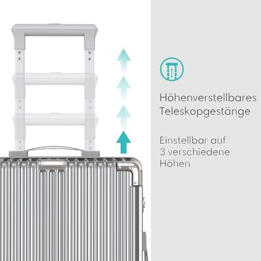 Набір валіз Voyagoux 3 в 1: 39L, 71L, 113L, з жорстким корпусом, TSA-замком, ABS, 4 колеса 360°, сріблясті, міцні та легкі