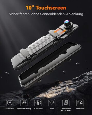 Відеореєстратор-дзеркало WOLFBOX M40 10