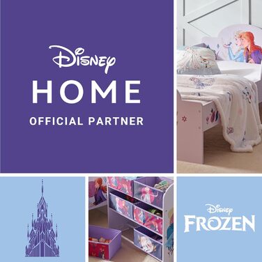 Дитяча органайзер для іграшок Disney Frozen, 6 ящиків, фіолетова, з дерева, тканини та металу, легка збірка та догляд