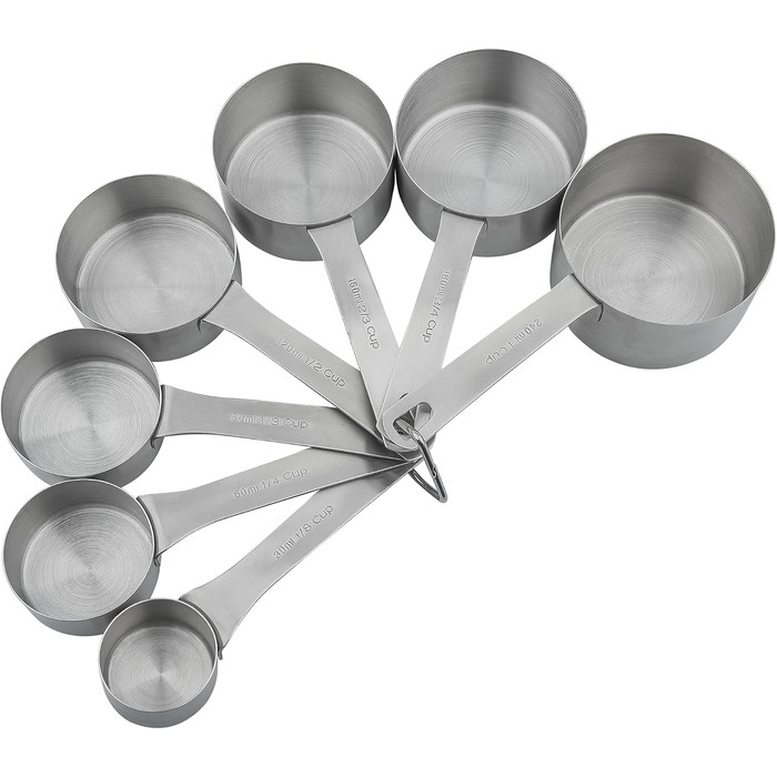 Measuring Cup and Spoon Set - 18 Piece, 18/8 (304) Stainless Steel, Robust Material - 7 Measuring Cups, 8 Measuring Spoons, 1 Leveler, 2 Rings
