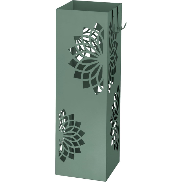 Підставка для парасольки Baroni Home з сучасним дизайном, металева з мандалою, 2 гачки та знімна ємність для збору води, 16 x 16 x 49 см, зелена