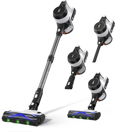 Бездротовий пилосос AlloyMove A01 Grau: потужний акумуляторний пилосос з 48kPa, 550W, 65 хвилин роботи, фільтрація 99.9%, об'єм 1.5L, для волосся, килимів, твердих поверхонь та з настінною підставкою