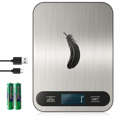 Електронні кухонні ваги Digitale з USB-C, високоточні ваги для продуктів до 15 кг (крок 1г), професійні кухонні ваги з функцією тари