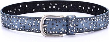 Жіночий шкіряний ремінь Stern з шипами, широкий ремінь для джинсів, регульований (Синій)