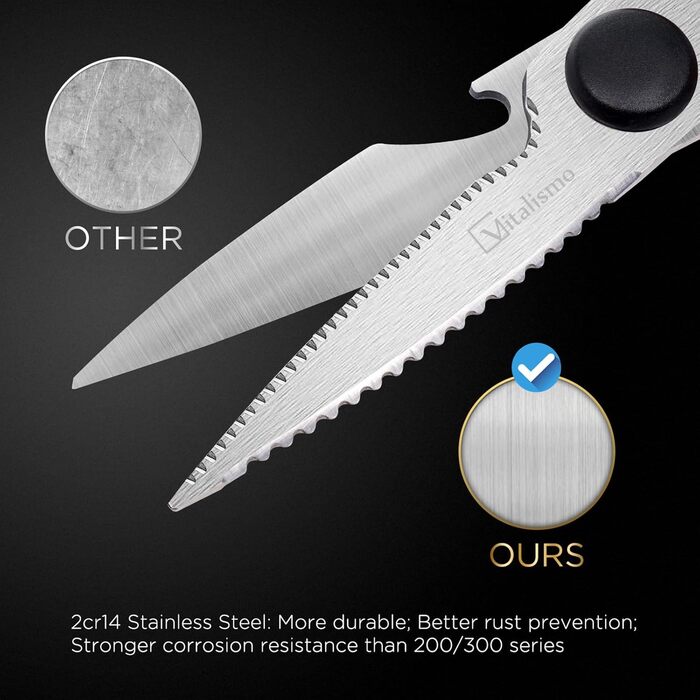 Універсальні кухонні ножиці 21 см з нержавіючої сталі, для риби, птиці, горіхів, з захистом леза, підходить для лівшів, можна мити в посудомийній машині